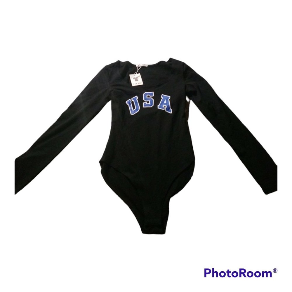 USA BLACK Leotard bodysuit
